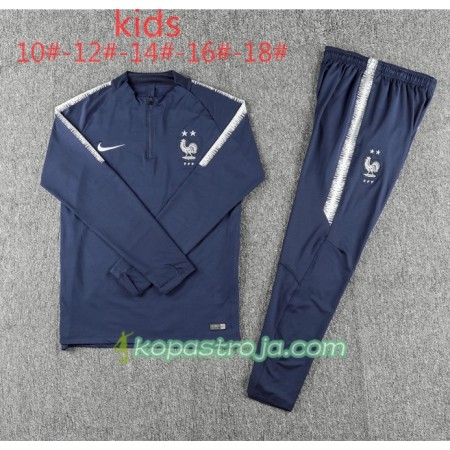 Frankrike 2 Stars Barn Tränings Sweatshirtställ Blå 2018